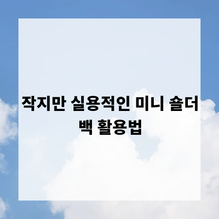 작지만 실용적인 미니 숄더백 활용법