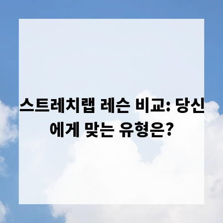 스트레치랩 레슨 비교: 당신에게 맞는 유형은?