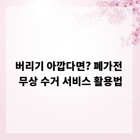 버리기 아깝다면? 폐가전 무상 수거 서비스 활용법
