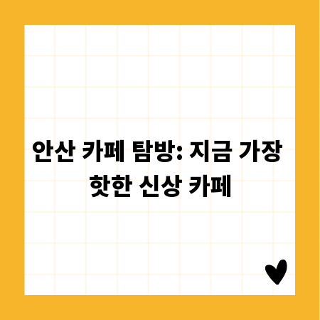 안산 카페 탐방: 지금 가장 핫한 신상 카페