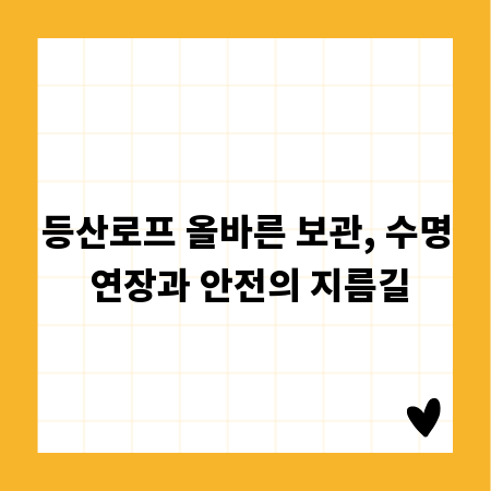 등산로프 올바른 보관, 수명 연장과 안전의 지름길