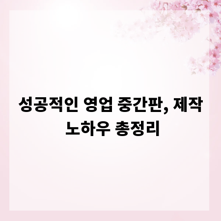 성공적인 영업 중간판, 제작 노하우 총정리