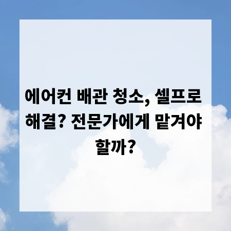 에어컨 배관 청소, 셀프로 해결? 전문가에게 맡겨야 할까?