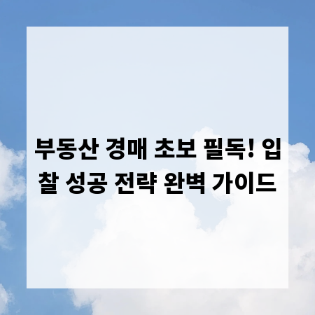 부동산 경매 초보 필독! 입찰 성공 전략 완벽 가이드