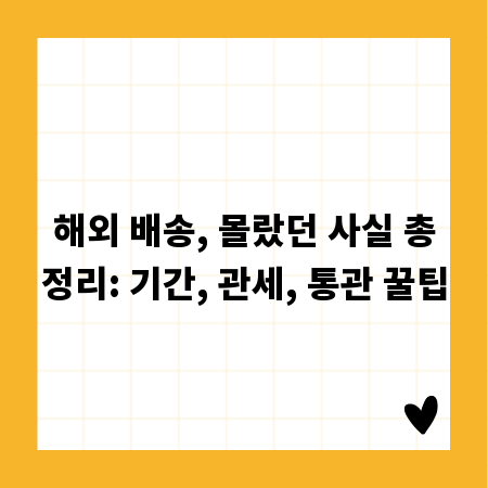 해외 배송, 몰랐던 사실 총정리: 기간, 관세, 통관 꿀팁