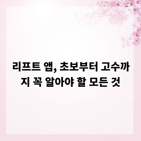 리프트 앱, 초보부터 고수까지 꼭 알아야 할 모든 것