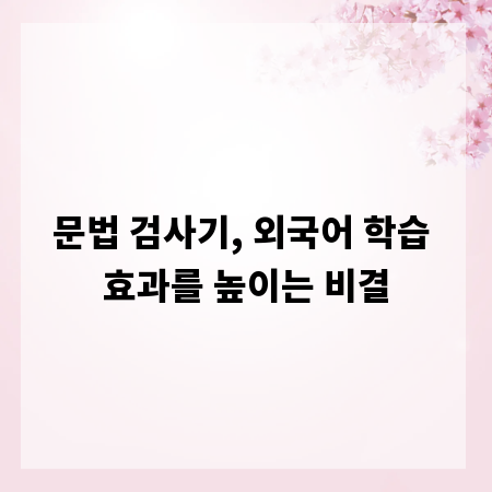 문법 검사기, 외국어 학습 효과를 높이는 비결