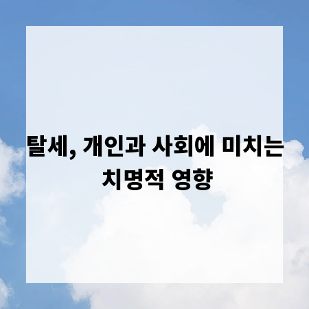 탈세, 개인과 사회에 미치는 치명적 영향