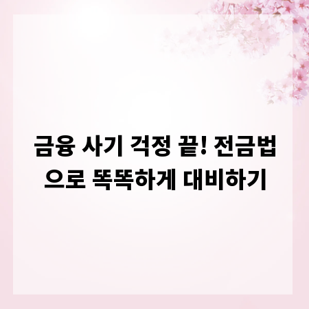 금융 사기 걱정 끝! 전금법으로 똑똑하게 대비하기