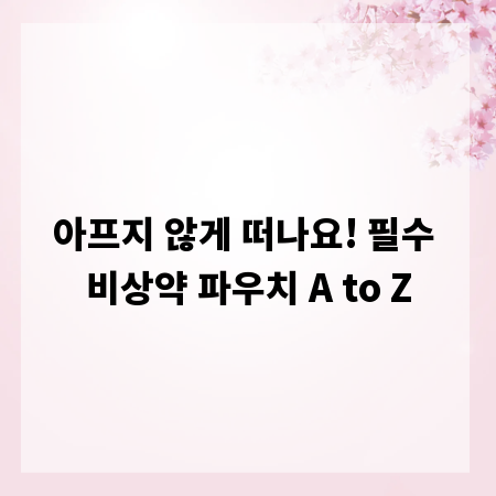 아프지 않게 떠나요! 필수 비상약 파우치 A to Z