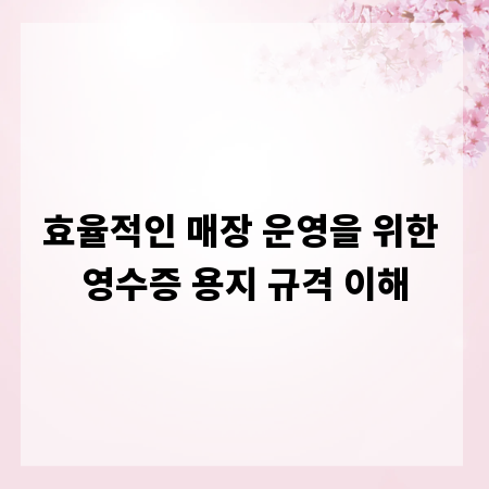 효율적인 매장 운영을 위한 영수증 용지 규격 이해