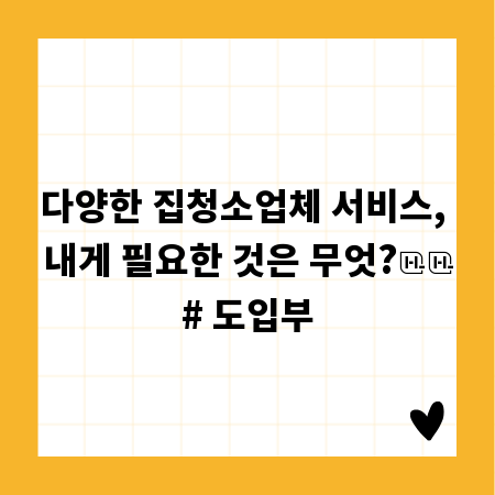 다양한 집청소업체 서비스, 내게 필요한 것은 무엇?
# 도입부