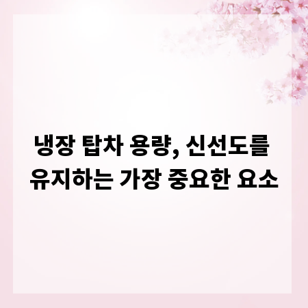 냉장 탑차 용량, 신선도를 유지하는 가장 중요한 요소
