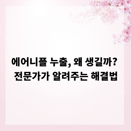 에어니플 누출, 왜 생길까? 전문가가 알려주는 해결법