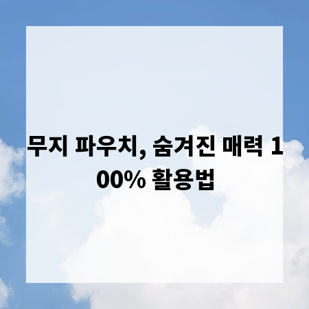 무지 파우치, 숨겨진 매력 100% 활용법