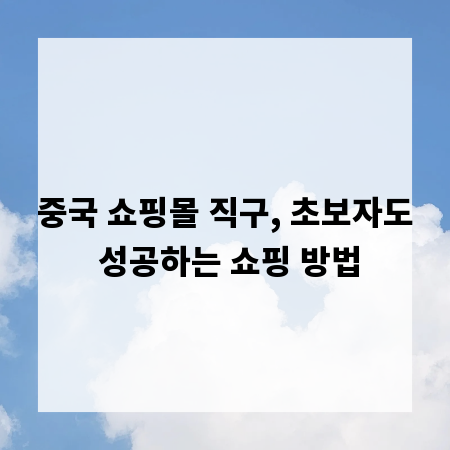 중국 쇼핑몰 직구, 초보자도 성공하는 쇼핑 방법