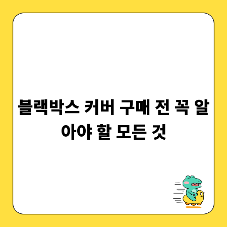 블랙박스 커버 구매 전 꼭 알아야 할 모든 것