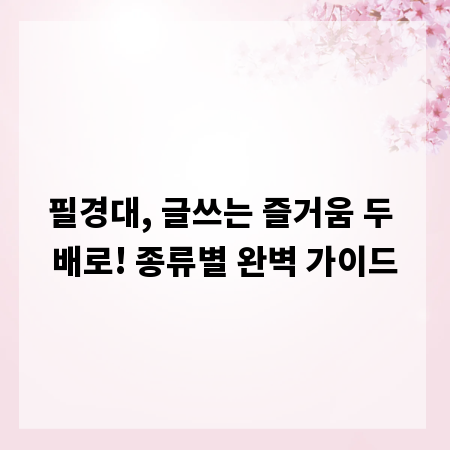 필경대, 글쓰는 즐거움 두 배로! 종류별 완벽 가이드