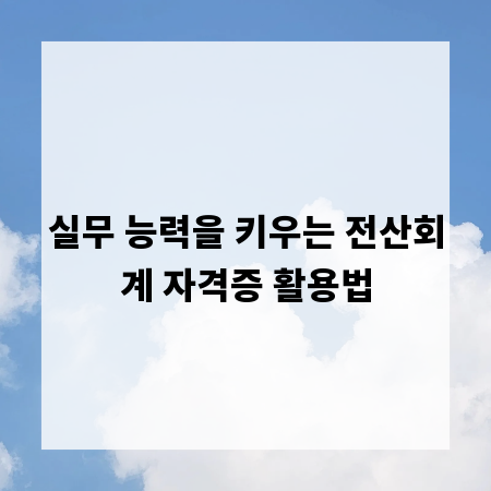 실무 능력을 키우는 전산회계 자격증 활용법