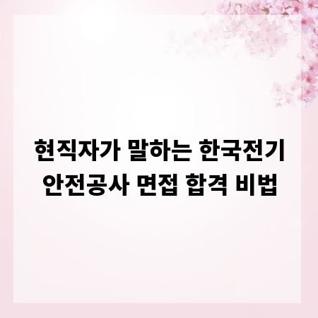 현직자가 말하는 한국전기안전공사 면접 합격 비법