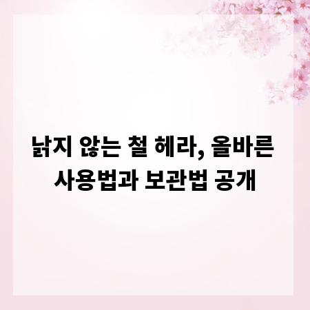 낡지 않는 철 헤라, 올바른 사용법과 보관법 공개