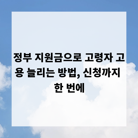 정부 지원금으로 고령자 고용 늘리는 방법, 신청까지 한 번에