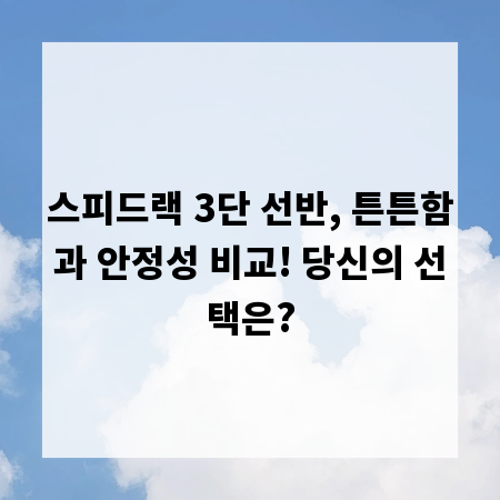 스피드랙 3단 선반, 튼튼함과 안정성 비교! 당신의 선택은?