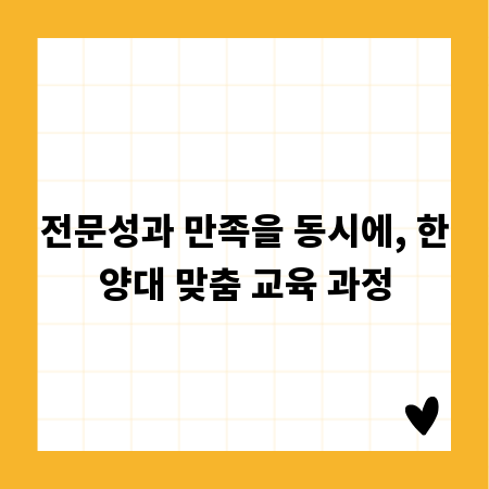 전문성과 만족을 동시에, 한양대 맞춤 교육 과정