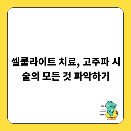 셀룰라이트 치료, 고주파 시술의 모든 것 파악하기