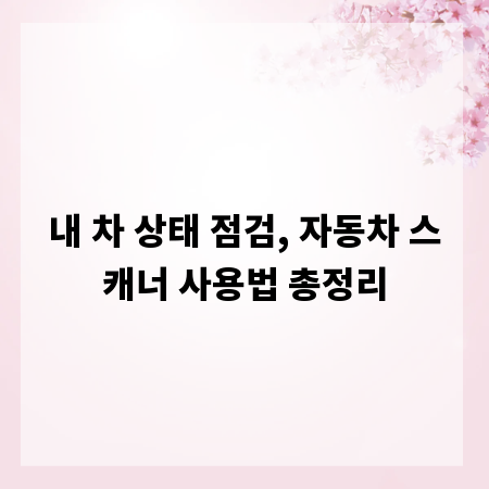 내 차 상태 점검, 자동차 스캐너 사용법 총정리