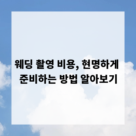 웨딩 촬영 비용, 현명하게 준비하는 방법 알아보기