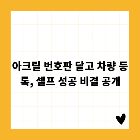 아크릴 번호판 달고 차량 등록, 셀프 성공 비결 공개