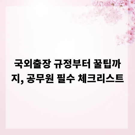 국외출장 규정부터 꿀팁까지, 공무원 필수 체크리스트