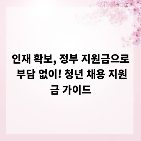 인재 확보, 정부 지원금으로 부담 없이! 청년 채용 지원금 가이드