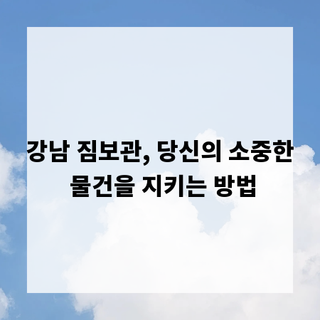 강남 짐보관, 당신의 소중한 물건을 지키는 방법