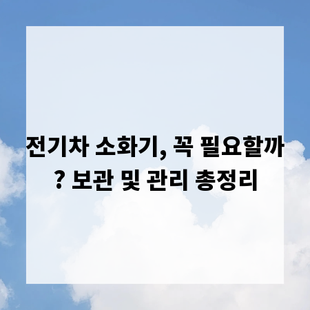 전기차 소화기, 꼭 필요할까? 보관 및 관리 총정리