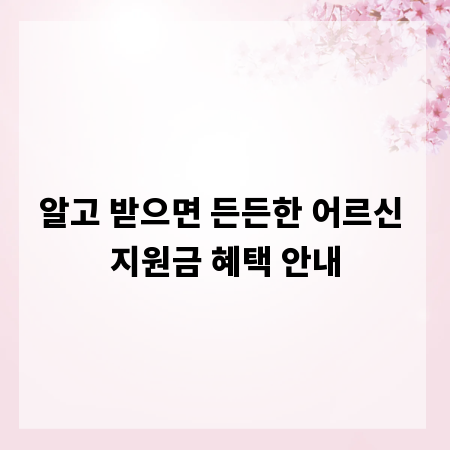 알고 받으면 든든한 어르신 지원금 혜택 안내