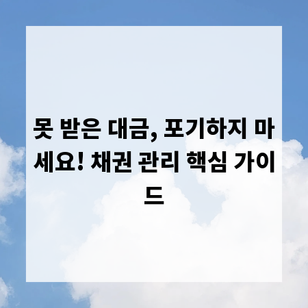 못 받은 대금, 포기하지 마세요! 채권 관리 핵심 가이드