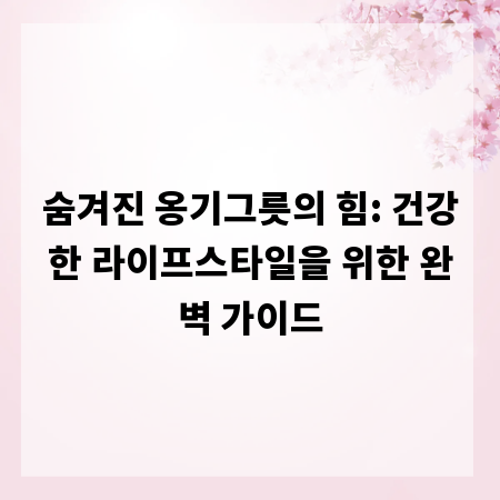 숨겨진 옹기그릇의 힘: 건강한 라이프스타일을 위한 완벽 가이드