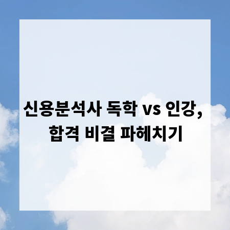 신용분석사 독학 vs 인강, 합격 비결 파헤치기