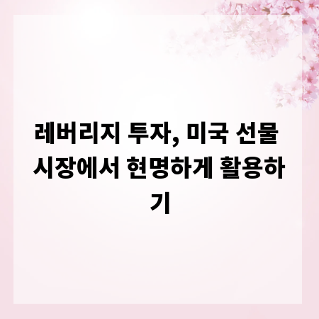 레버리지 투자, 미국 선물 시장에서 현명하게 활용하기