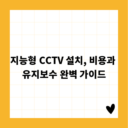 지능형 CCTV 설치, 비용과 유지보수 완벽 가이드
