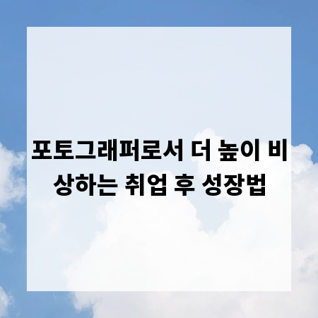 포토그래퍼로서 더 높이 비상하는 취업 후 성장법
