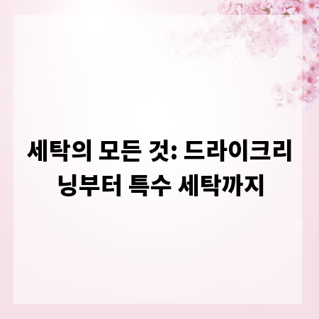 세탁의 모든 것: 드라이크리닝부터 특수 세탁까지