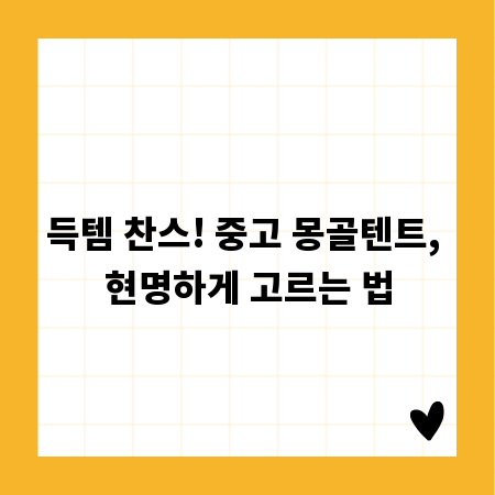 득템 찬스! 중고 몽골텐트, 현명하게 고르는 법