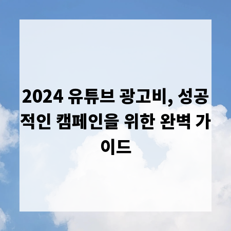 2024 유튜브 광고비, 성공적인 캠페인을 위한 완벽 가이드