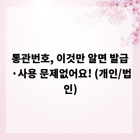 통관번호, 이것만 알면 발급&middot;사용 문제없어요! (개인/법인)