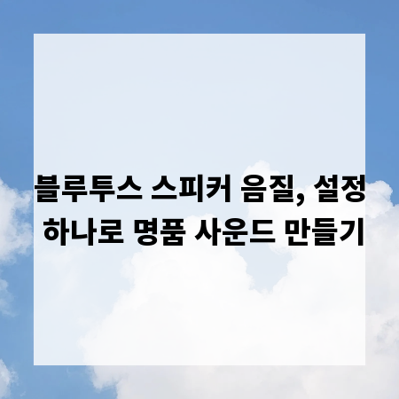 블루투스 스피커 음질, 설정 하나로 명품 사운드 만들기
