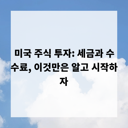 미국 주식 투자: 세금과 수수료, 이것만은 알고 시작하자