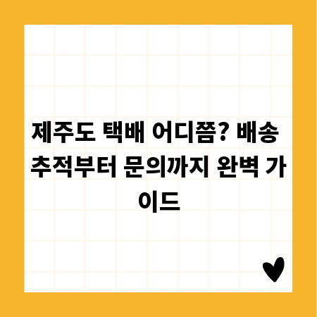제주도 택배 어디쯤? 배송 추적부터 문의까지 완벽 가이드